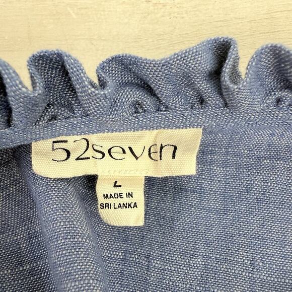 52seven Linen Blend Chambray Dress Sleeveless Size Large Blue Beach Babydoll - Picture 9 of 15